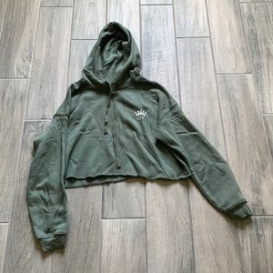 Juju + stitch green crop hoodie